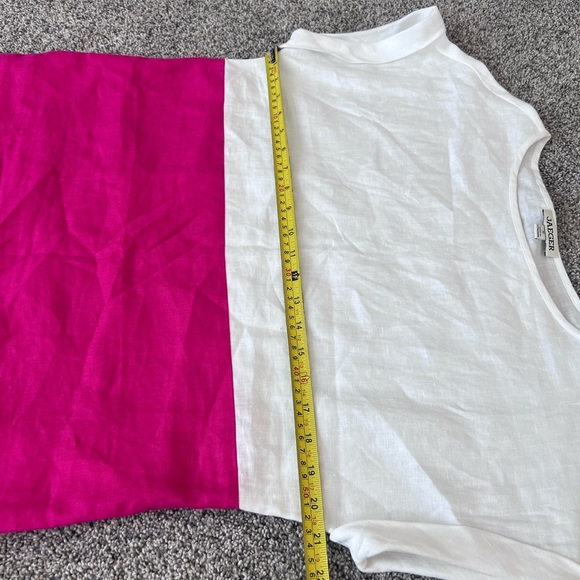 Jaeger White Dark Pink Block 100% Flax Linen Dress Women’s Size UK 10 US 6 - Picture 9 of 9